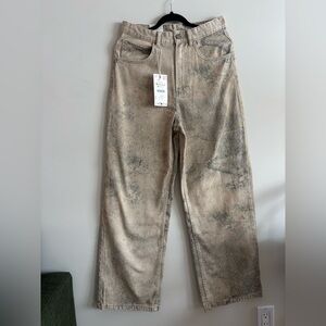 Zara NWT Light Tan Baggy Fit Jeans